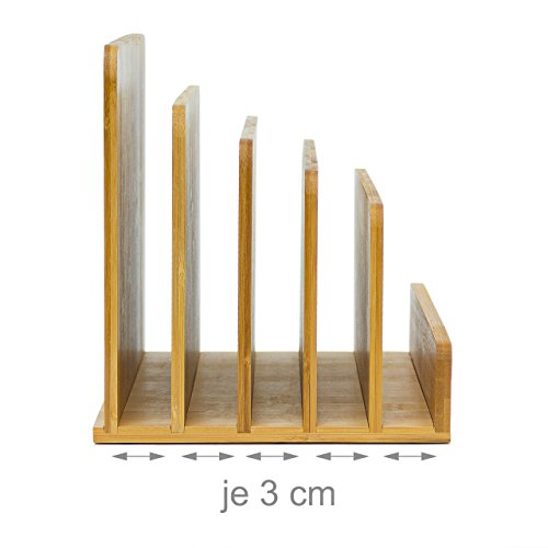 Relaxdays Dokumentenhalter aus Bambus HBT: ca. 23 x 24,5 x 20,5 cm praktische Briefablage Ordnungssystem für den Schreibtisch passend als Zeitungs-/ Zeitschriftenständer oder Prospekthalter, natur - 4