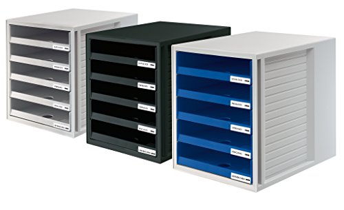 HAN 1401-14, Schubladenbox SCHRANK-SET, Innovatives, attraktives Design mit 5 offenen Schubladen, lichtgrau-blau - 2