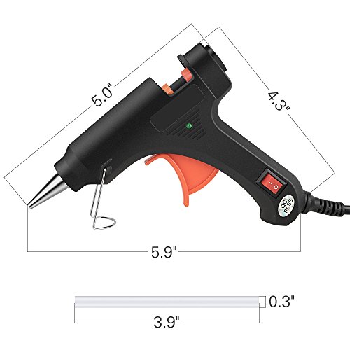 Heißklebepistole, Furado Klebepistole, Heißklebepistole Klebepistole mit 60 Heißklebesticks Transparente Klebesticks für Schule DIY Kunst und Handwerksprojekte, 20Watt Klebepistolen (Schwarz) - 7