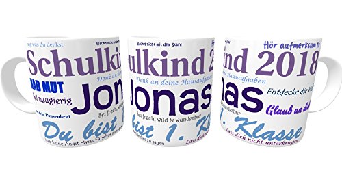 Namens-Tasse Schulkind 2018 zur Einschulung Jungen inkl. Geschenkverpackung - 2