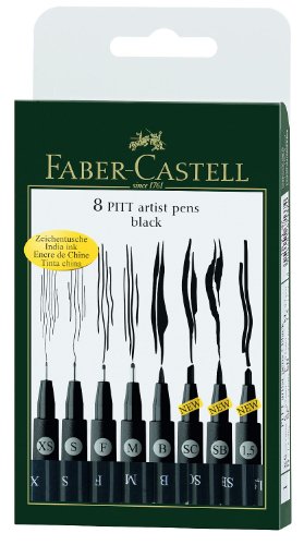 Faber-Castell 167137 - Tuschestift Pitt Artist Pen, 8er Kunststoffetui, schwarz - 2