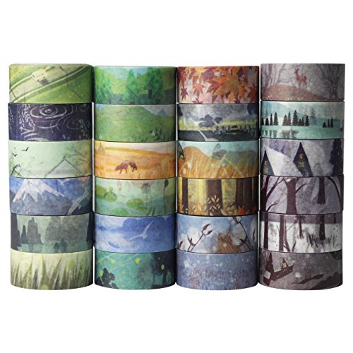 UOOOM 24 Rollen Washi Tape Set - Frühling Sommer Herbst und Winter Kreative Design Klebebänder Papierband - Masking Tape deko klebeband buntes Klebebänder DIY scrapbook - 2