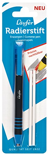 Läufer 69545 Radierstift blau, inkl. 2 Ersatzradierer, nachfüllbarer Radiergummi, sehr präzise, Blisterkarte enthält 1 Radierstift und 2 Ersatzradierer - 2