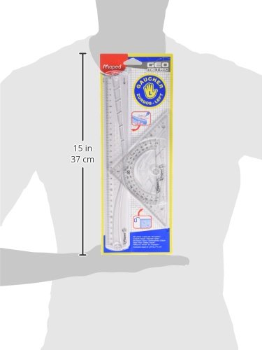 MAPED 897118 Geometrieset für Linkshänder, Lineal, Winkelmesser, Zeichendreieck -