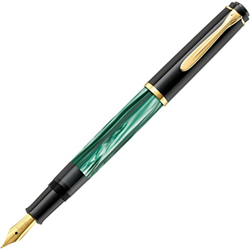 Pelikan 983411 Kolbenfüllhalter Classic M200, vergoldete Edelstahlfeder, B, grün-marmoriert - 3