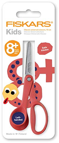 Fiskars Kinderschere für Linkshänder, Ab 8 Jahren, Länge: 13 cm, Rostfreie Stahl-Klinge/Kunststoff-Griffe, Rot, Classic, 1005169 - 2