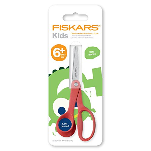 Fiskars Kinderschere für Linkshänder, Ab 8 Jahren, Länge: 13 cm, Rostfreie Stahl-Klinge/Kunststoff-Griffe, Rot, Classic, 1005169 - 3